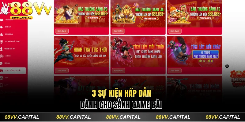 3 sự kiện hấp dẫn dành cho sảnh game bài