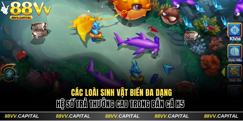 Các loài sinh vật và hệ số xu trong game