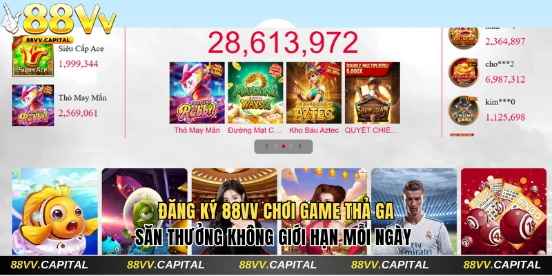 Đăng Ký 88VV Nhận Code 58K Chơi Game Săn Thưởng Miễn Phí 2 Đăng ký 88VV đắm chìm trong kho game đồ sộ