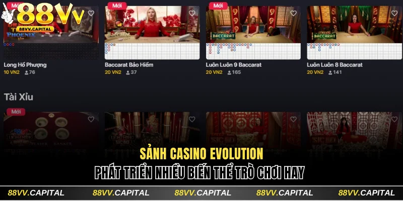 Evolution phát triển nhiều trò chơi sòng bạc hay