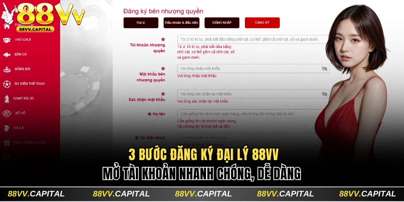 Hợp Tác Đại Lý 88VV Nhận Hoa Hồng Và Đặc Quyền Hấp Dẫn 4 Hướng dẫn 3 bước đăng ký mở tài khoản đại lý 88VV