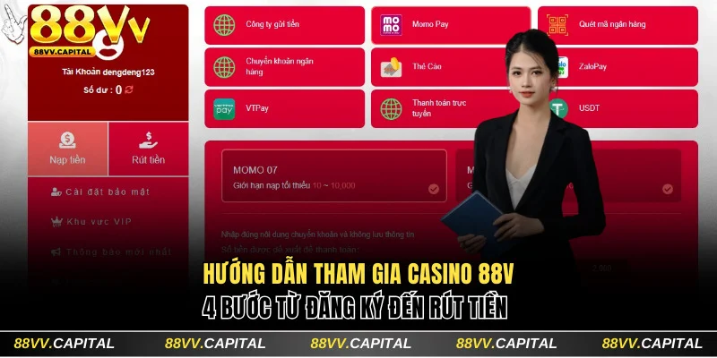 Hướng dẫn 4 bước tham gia cược tại casino 88VV