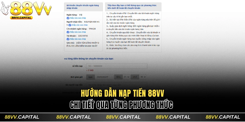 Nạp Tiền 88VV Đa Kênh Lên Điểm Siêu Tốc Chỉ Trong 3 Phút 3 Hướng dẫn cụ thể cách nạp tiền 88VV