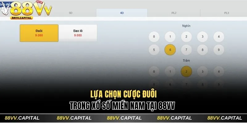 Lựa chọn cược đuôi trong xổ số miền Nam