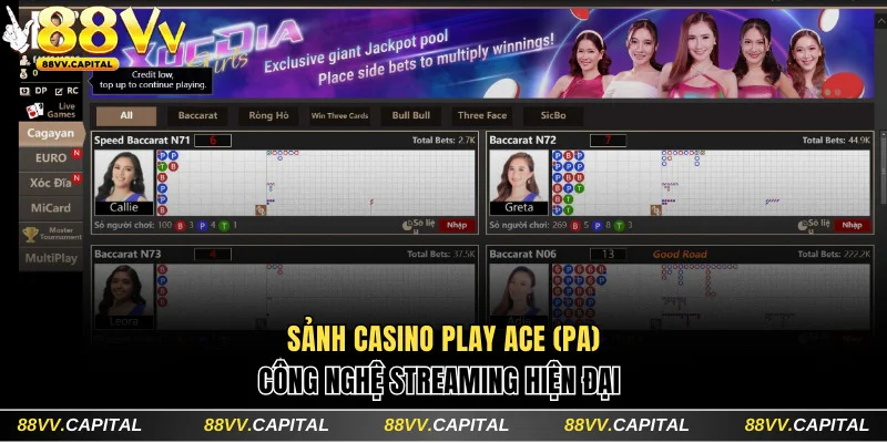Sảnh casino 88VV Play Ace hiện đại