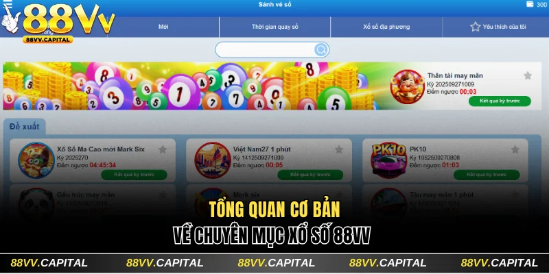 Tổng quan cơ bản về chuyên mục xổ số 88VV